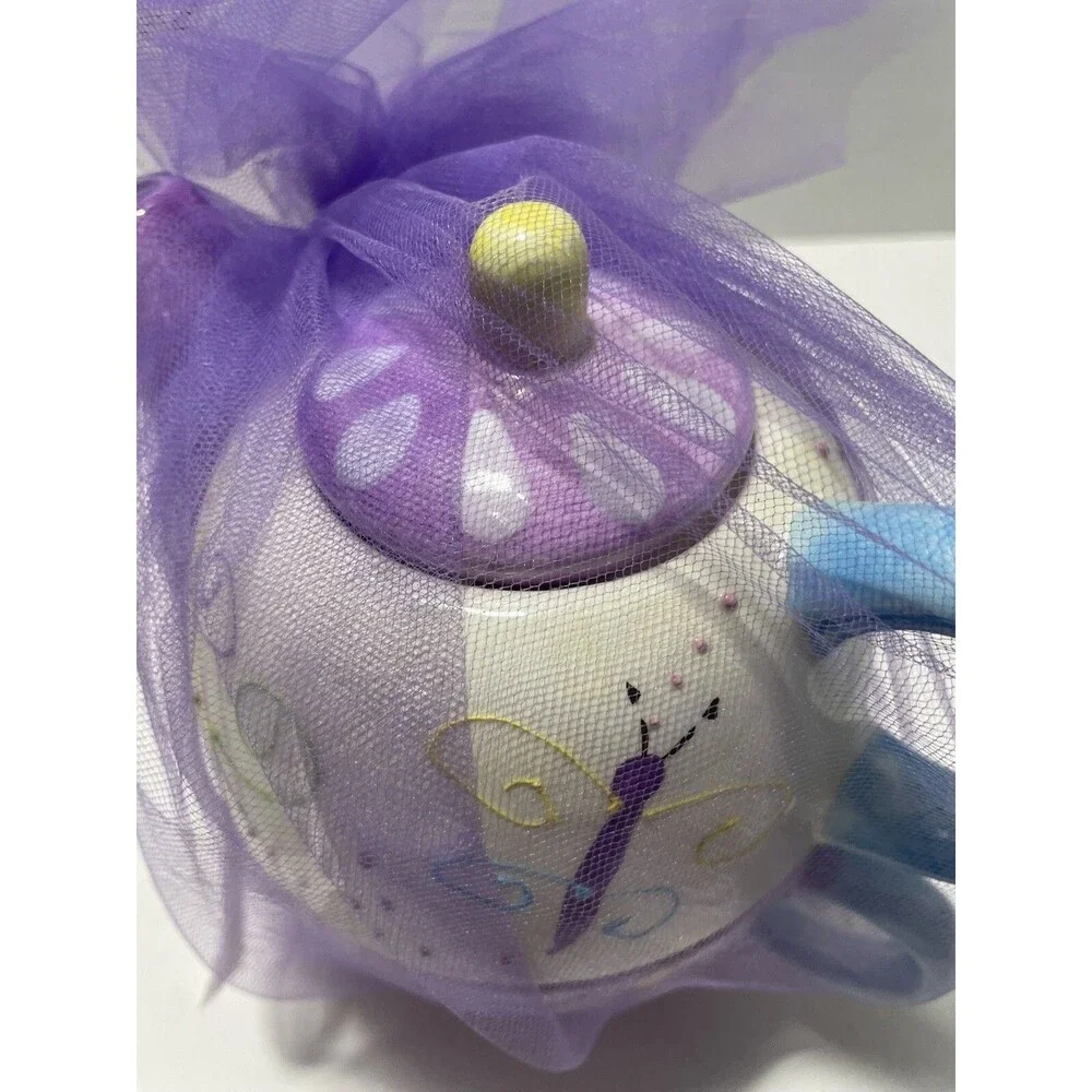 Nantucket Home Flowers Butterfly Gift Small Tea Pot Tea Cup Saucer Gift Wrapped